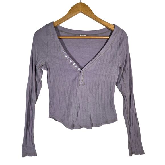 Intimately Free People Henley Top Shirt Casual Basic Base Layer Medium Lavender - Picture 1 of 6